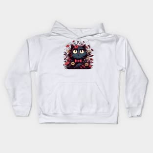 Kawaii botanical confused cat Kids Hoodie